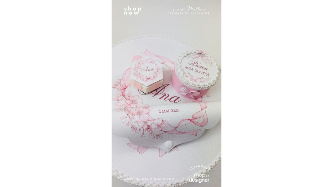 Trusou de Botez Bow Fairy Garden Personalizat pentru Fetițe 14